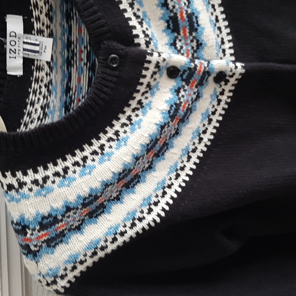 IZOD Petite Knitted Navy Blue Cotton Cardigan Size M - Picture 2 of 8